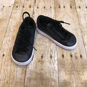 Puma Girls Glitter Sneakers Black White Size 8C